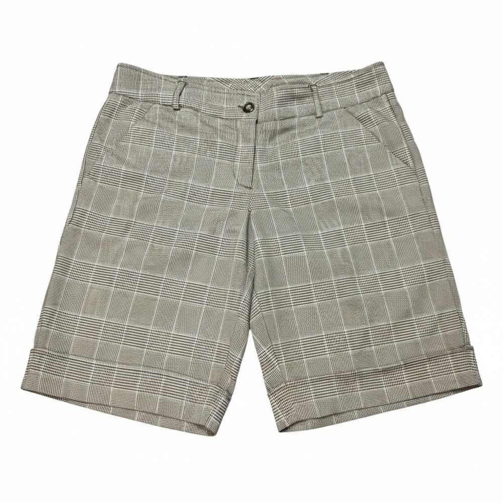 Lots of Love by Speechless Plaid Bermuda Shorts Size 7 Brown Tan Career‎ Dressy